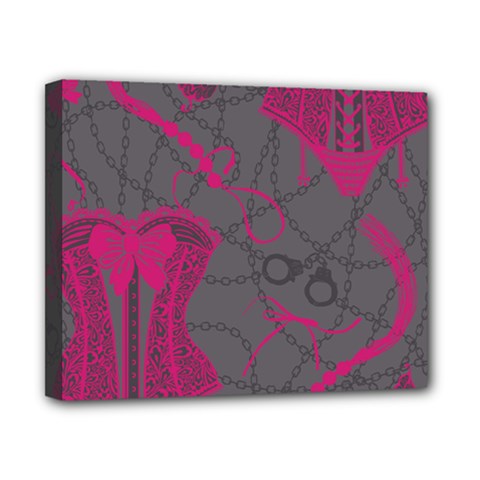 Pink Black Handcuffs Key Iron Love Grey Mask Sexy Canvas 10  X 8  by Mariart