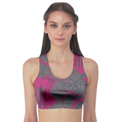 Pink Black Handcuffs Key Iron Love Grey Mask Sexy Sports Bra by Mariart