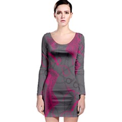 Pink Black Handcuffs Key Iron Love Grey Mask Sexy Long Sleeve Bodycon Dress by Mariart