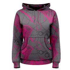 Pink Black Handcuffs Key Iron Love Grey Mask Sexy Women s Pullover Hoodie by Mariart