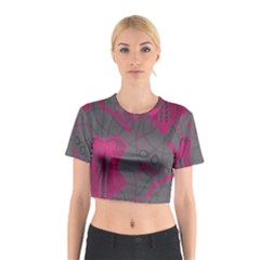 Pink Black Handcuffs Key Iron Love Grey Mask Sexy Cotton Crop Top by Mariart