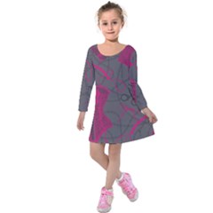 Pink Black Handcuffs Key Iron Love Grey Mask Sexy Kids  Long Sleeve Velvet Dress by Mariart