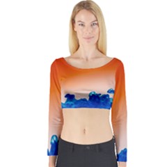 Simulate Weather Fronts Smoke Blue Orange Long Sleeve Crop Top by Mariart