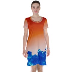 Simulate Weather Fronts Smoke Blue Orange Short Sleeve Nightdress by Mariart