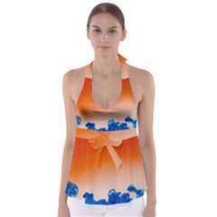 Simulate Weather Fronts Smoke Blue Orange Babydoll Tankini Top by Mariart