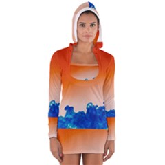 Simulate Weather Fronts Smoke Blue Orange Women s Long Sleeve Hooded T-shirt by Mariart