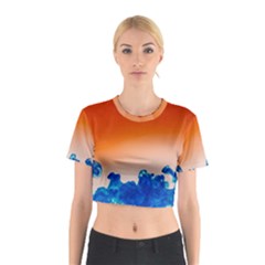 Simulate Weather Fronts Smoke Blue Orange Cotton Crop Top by Mariart