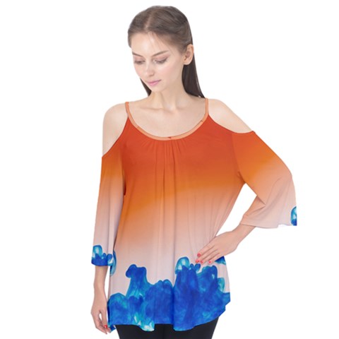 Simulate Weather Fronts Smoke Blue Orange Flutter Tees by Mariart