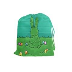 Rabbit Easter Green Blue Egg Drawstring Pouches (large)  by Mariart