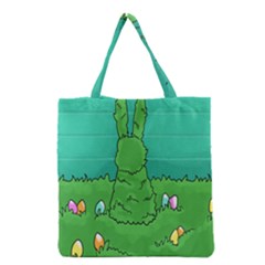 Rabbit Easter Green Blue Egg Grocery Tote Bag by Mariart