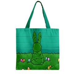 Rabbit Easter Green Blue Egg Zipper Grocery Tote Bag by Mariart