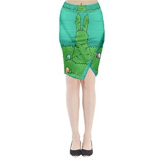 Rabbit Easter Green Blue Egg Midi Wrap Pencil Skirt by Mariart