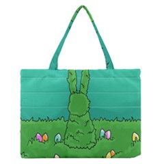 Rabbit Easter Green Blue Egg Medium Zipper Tote Bag by Mariart