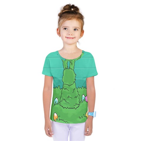 Rabbit Easter Green Blue Egg Kids  One Piece Tee by Mariart