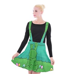 Rabbit Easter Green Blue Egg Suspender Skater Skirt