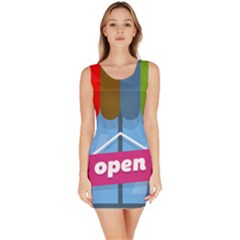 Store Open Color Rainbow Glass Orange Red Blue Brown Green Pink Sleeveless Bodycon Dress by Mariart