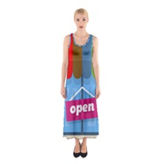 Store Open Color Rainbow Glass Orange Red Blue Brown Green Pink Sleeveless Maxi Dress by Mariart