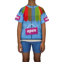 Store Open Color Rainbow Glass Orange Red Blue Brown Green Pink Kids  Short Sleeve Swimwear by Mariart