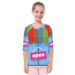 Store Open Color Rainbow Glass Orange Red Blue Brown Green Pink Kids  Quarter Sleeve Raglan Tee