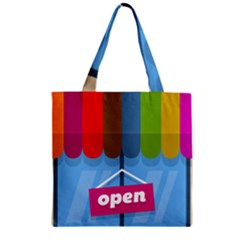 Store Open Color Rainbow Glass Orange Red Blue Brown Green Pink Zipper Grocery Tote Bag by Mariart