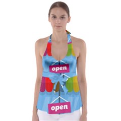 Store Open Color Rainbow Glass Orange Red Blue Brown Green Pink Babydoll Tankini Top by Mariart