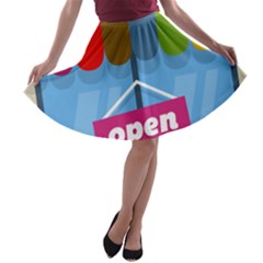 Store Open Color Rainbow Glass Orange Red Blue Brown Green Pink A-line Skater Skirt by Mariart