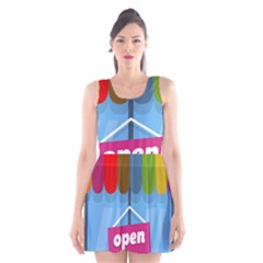 Store Open Color Rainbow Glass Orange Red Blue Brown Green Pink Scoop Neck Skater Dress by Mariart