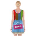 Store Open Color Rainbow Glass Orange Red Blue Brown Green Pink V-Neck Sleeveless Skater Dress View2