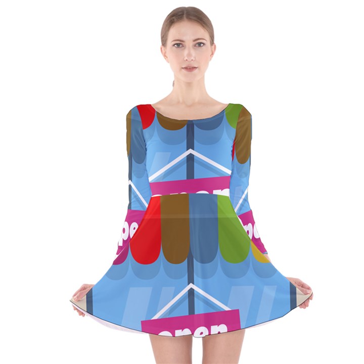 Store Open Color Rainbow Glass Orange Red Blue Brown Green Pink Long Sleeve Velvet Skater Dress