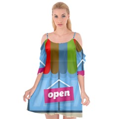 Store Open Color Rainbow Glass Orange Red Blue Brown Green Pink Cutout Spaghetti Strap Chiffon Dress