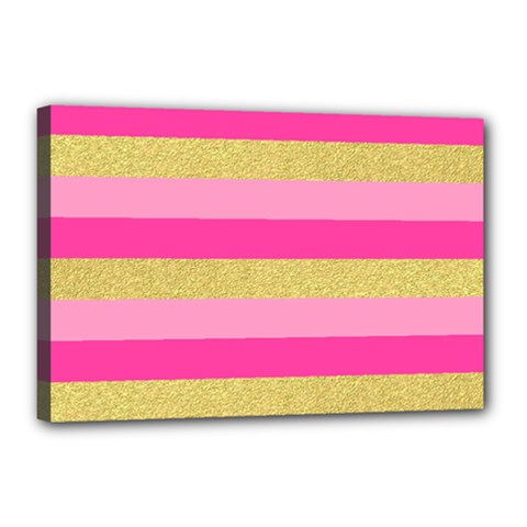 Pink Line Gold Red Horizontal Canvas 18  X 12  by Mariart