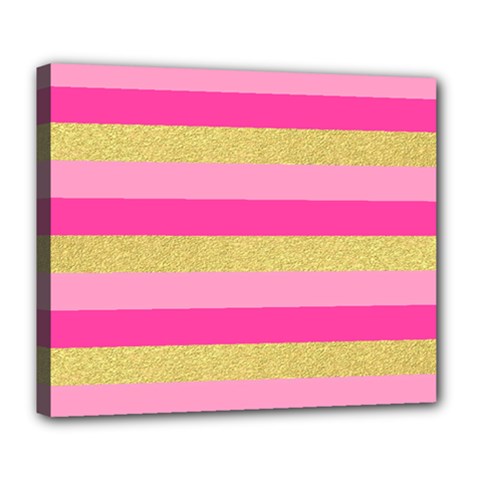 Pink Line Gold Red Horizontal Deluxe Canvas 24  X 20   by Mariart