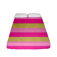 Pink Line Gold Red Horizontal Fitted Sheet (full/ Double Size) by Mariart