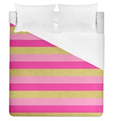 Pink Line Gold Red Horizontal Duvet Cover (queen Size) by Mariart