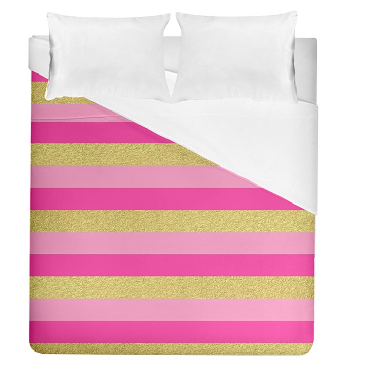 Pink Line Gold Red Horizontal Duvet Cover (Queen Size)