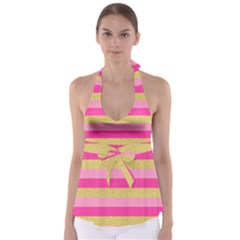 Pink Line Gold Red Horizontal Babydoll Tankini Top by Mariart