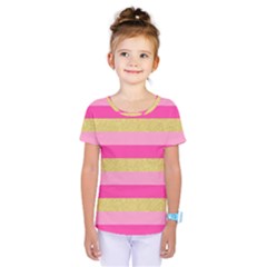 Pink Line Gold Red Horizontal Kids  One Piece Tee