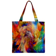 Rainbow Color Splash Zipper Grocery Tote Bag by Mariart