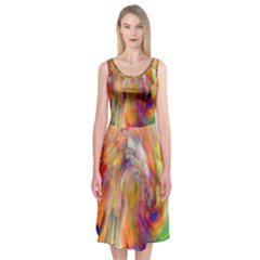 Rainbow Color Splash Midi Sleeveless Dress by Mariart