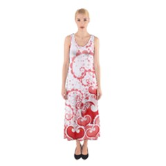 Love Heart Butterfly Pink Leaf Flower Sleeveless Maxi Dress by Mariart