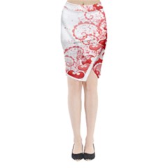 Love Heart Butterfly Pink Leaf Flower Midi Wrap Pencil Skirt by Mariart