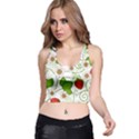 Strawberry Fruit Leaf Flower Floral Star Green Red White Racer Back Crop Top View1