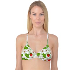 Strawberry Fruit Leaf Flower Floral Star Green Red White Reversible Tri Bikini Top by Mariart