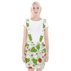 Strawberry Fruit Leaf Flower Floral Star Green Red White Braces Suspender Skirt by Mariart