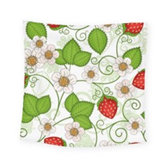 Strawberry Fruit Leaf Flower Floral Star Green Red White Square Tapestry (small) by Mariart