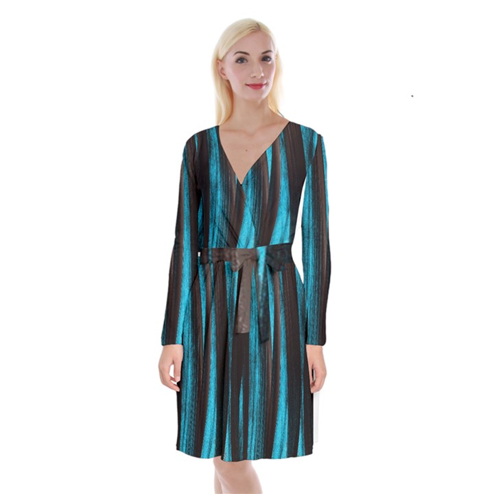 Abstraction Long Sleeve Velvet Front Wrap Dress