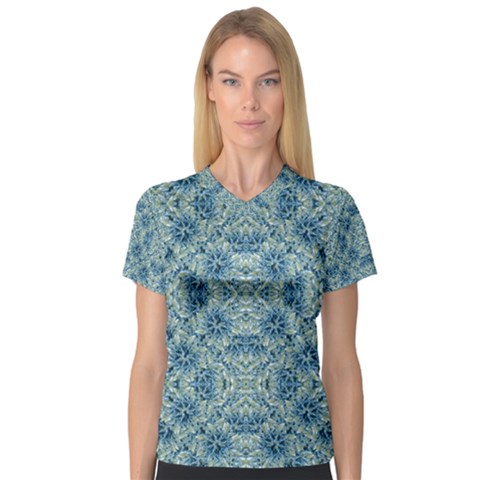 Modern Baroque Pattern Women s V-neck Sport Mesh Tee by dflcprintsclothing