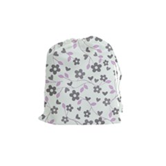 Floral Pattern Drawstring Pouches (medium)  by Valentinaart