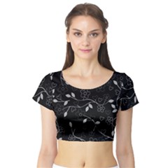 Floral Pattern Short Sleeve Crop Top (tight Fit) by Valentinaart