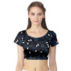 Floral pattern Short Sleeve Crop Top (Tight Fit)